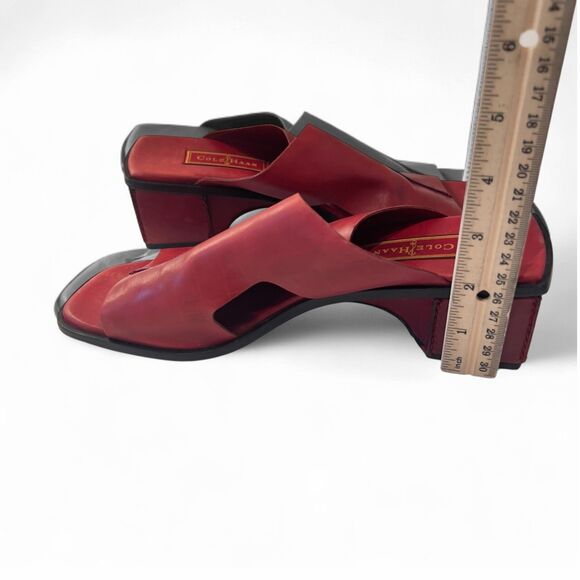 Vintage Cole Haan Red Leather Block Heel Sandals – Size 8.5 B (Fits 9), 2″ Heel - Picture 8 of 8